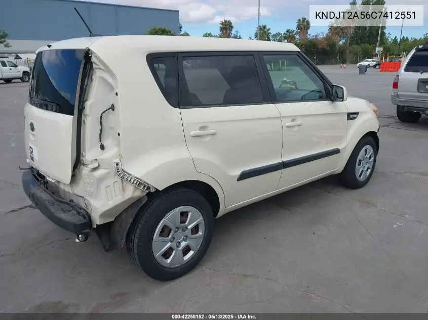 2012 Kia Soul VIN: KNDJT2A56C7412551 Lot: 42258152