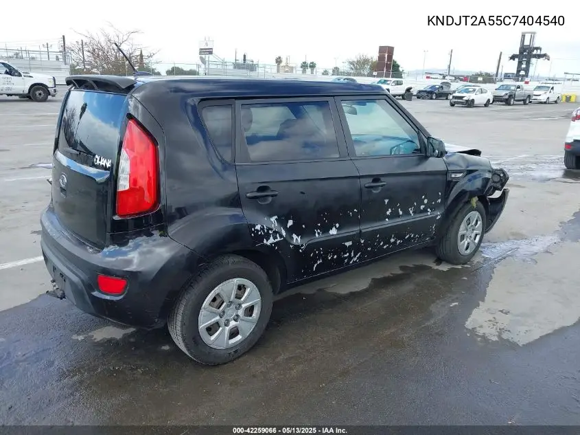 2012 Kia Soul VIN: KNDJT2A55C7404540 Lot: 42259066