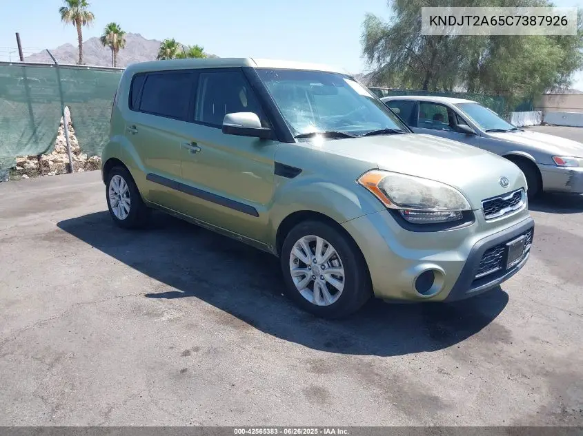 2012 Kia Soul + VIN: KNDJT2A65C7387926 Lot: 42565383