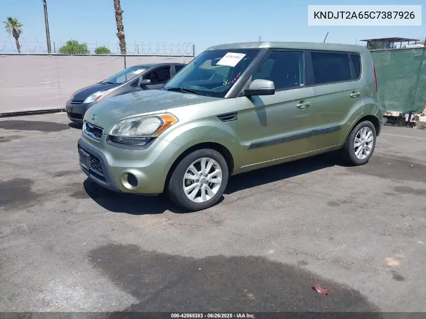 2012 Kia Soul + VIN: KNDJT2A65C7387926 Lot: 42565383