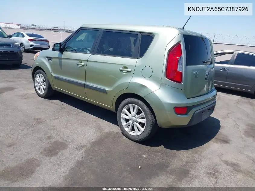 2012 Kia Soul + VIN: KNDJT2A65C7387926 Lot: 42565383
