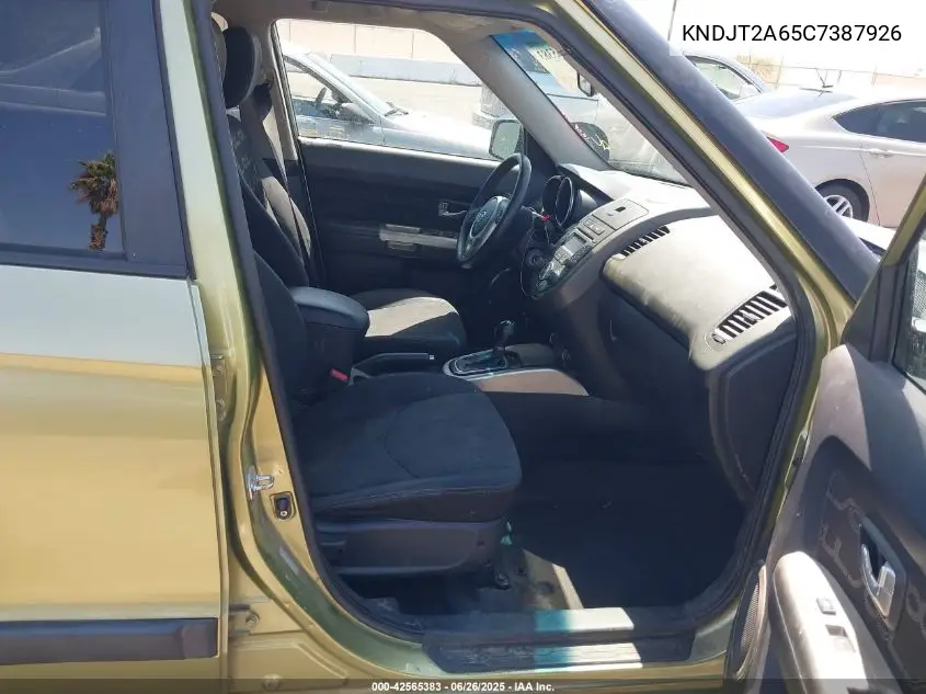 2012 Kia Soul + VIN: KNDJT2A65C7387926 Lot: 42565383