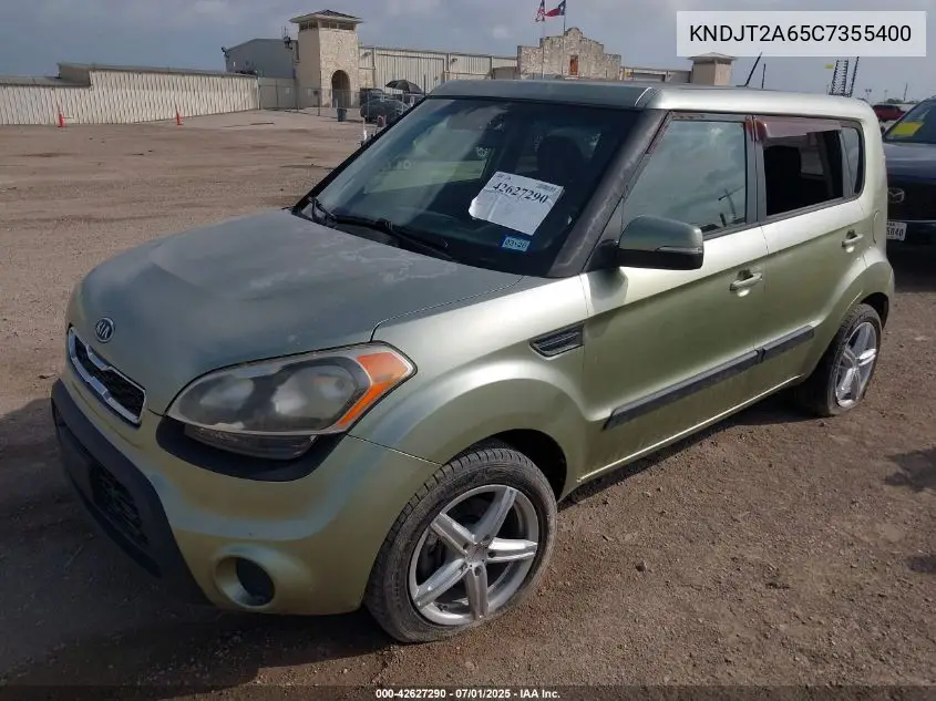 2012 Kia Soul + VIN: KNDJT2A65C7355400 Lot: 42627290
