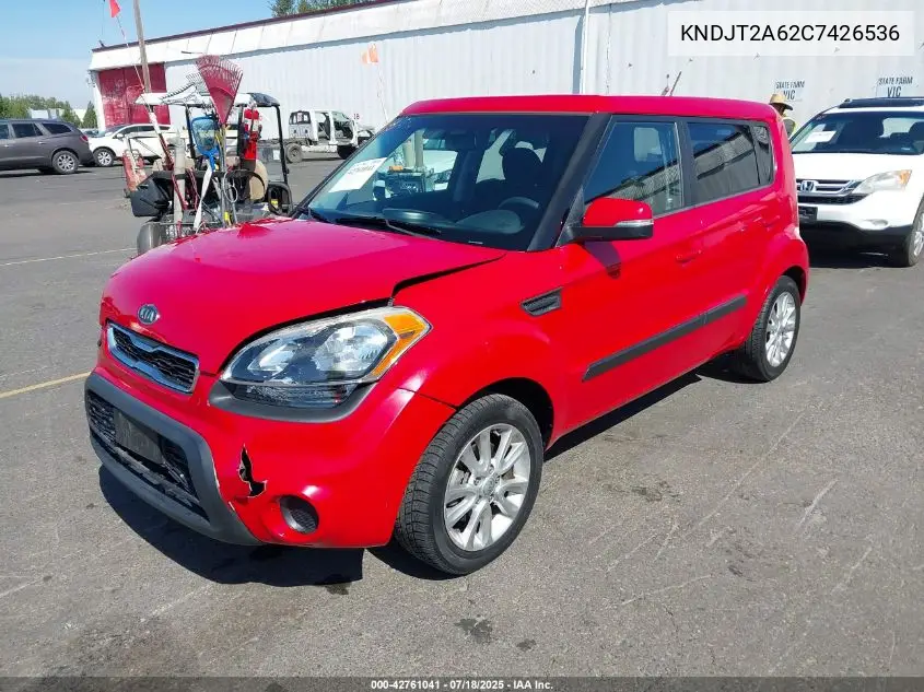2012 Kia Soul + VIN: KNDJT2A62C7426536 Lot: 42761041