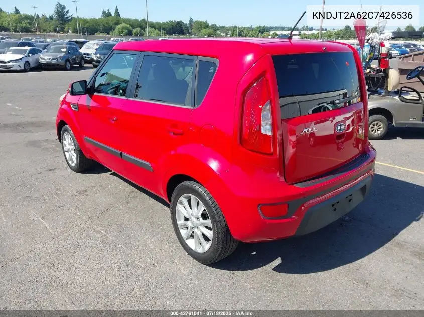 2012 Kia Soul + VIN: KNDJT2A62C7426536 Lot: 42761041