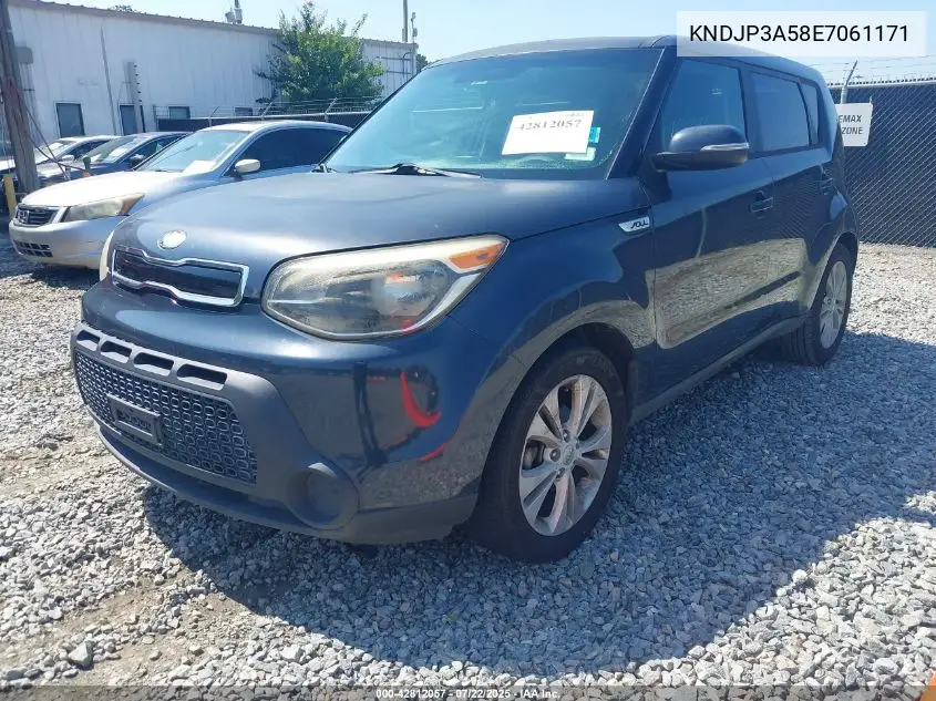 2014 Kia Soul + VIN: KNDJP3A58E7061171 Lot: 42812057