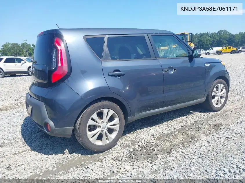 2014 Kia Soul + VIN: KNDJP3A58E7061171 Lot: 42812057