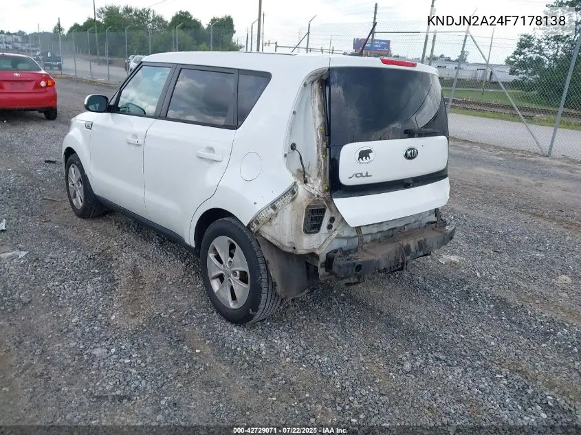 2015 Kia Soul VIN: KNDJN2A24F7178138 Lot: 42729071