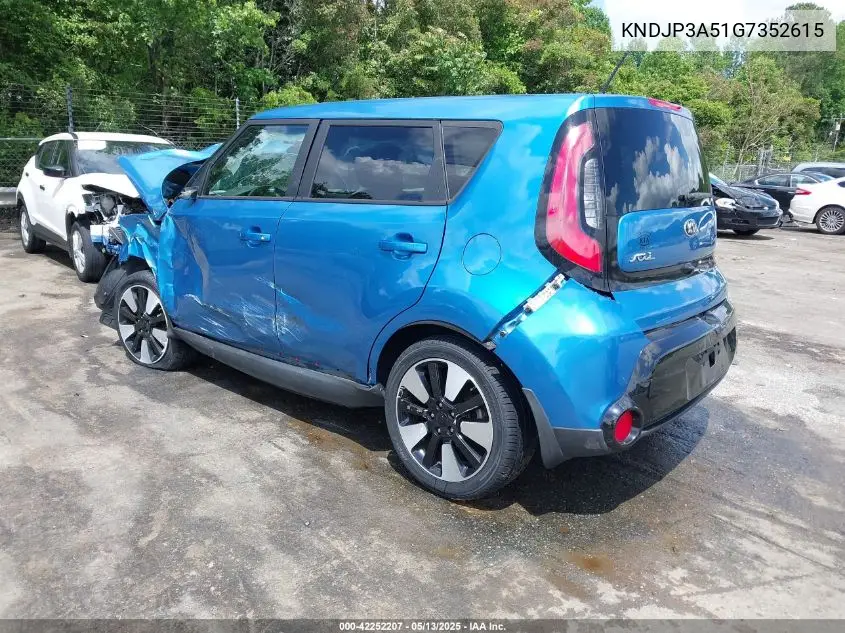 2016 Kia Soul + VIN: KNDJP3A51G7352615 Lot: 42252207