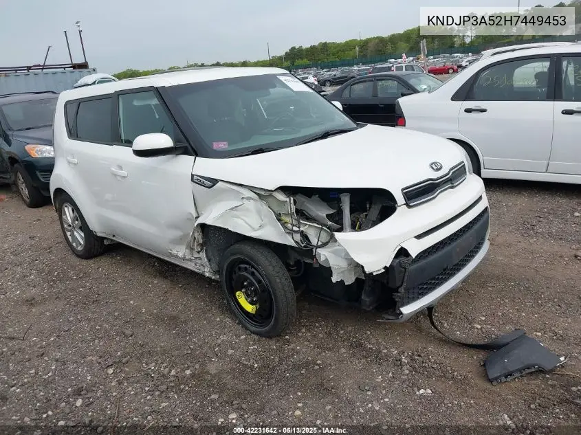 2017 Kia Soul + VIN: KNDJP3A52H7449453 Lot: 42231642