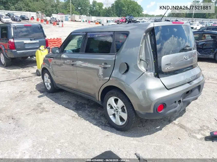2018 Kia Soul VIN: KNDJN2A26J7521881 Lot: 42540062