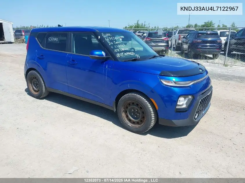 2020 Kia Soul Ex VIN: KNDJ33AU4L7122967 Lot: 12352073