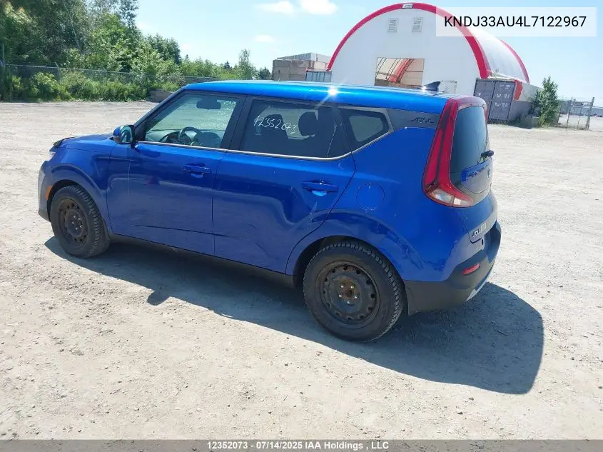 2020 Kia Soul Ex VIN: KNDJ33AU4L7122967 Lot: 12352073