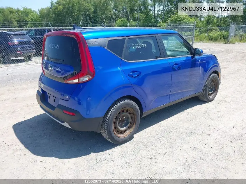 2020 Kia Soul Ex VIN: KNDJ33AU4L7122967 Lot: 12352073