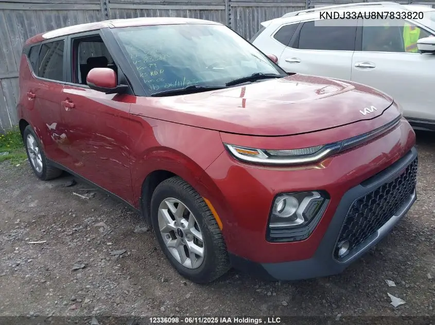 2022 Kia Soul Ex VIN: KNDJ33AU8N7833820 Lot: 12336098