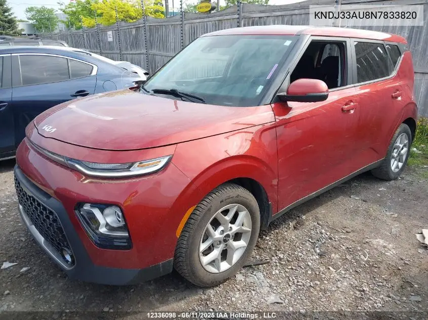 2022 Kia Soul Ex VIN: KNDJ33AU8N7833820 Lot: 12336098