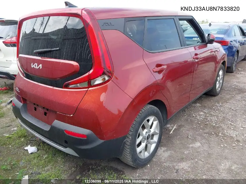 2022 Kia Soul Ex VIN: KNDJ33AU8N7833820 Lot: 12336098