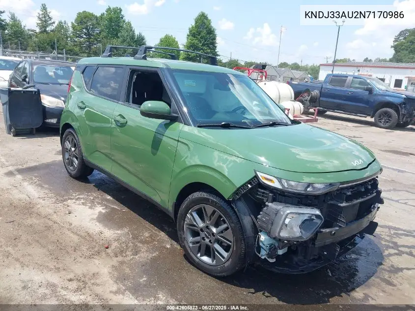 2022 Kia Soul Ex VIN: KNDJ33AU2N7170986 Lot: 42605873