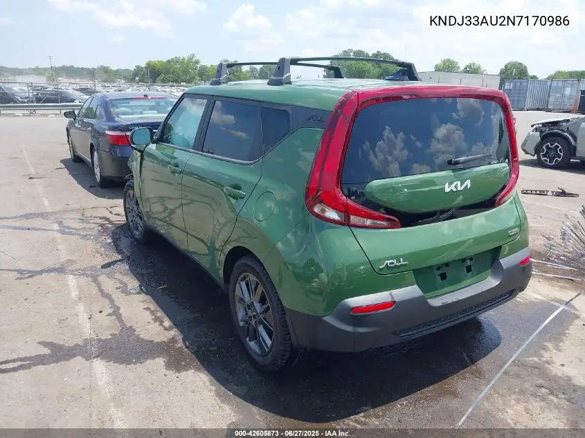 2022 Kia Soul Ex VIN: KNDJ33AU2N7170986 Lot: 42605873