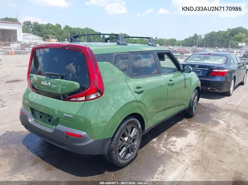2022 Kia Soul Ex VIN: KNDJ33AU2N7170986 Lot: 42605873