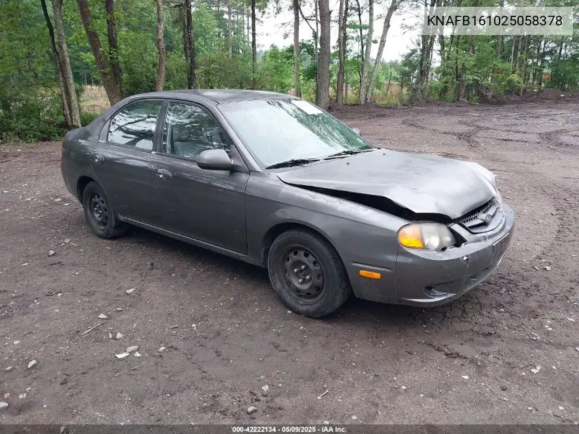 2002 Kia Spectra Gs/Gsx VIN: KNAFB161025058378 Lot: 42222134
