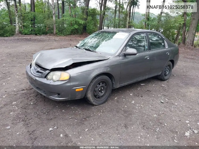 2002 Kia Spectra Gs/Gsx VIN: KNAFB161025058378 Lot: 42222134