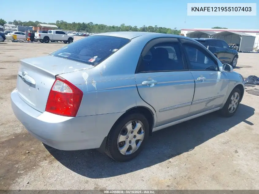 2005 Kia Spectra Ex/Lx/Sx VIN: KNAFE121955107403 Lot: 42055036