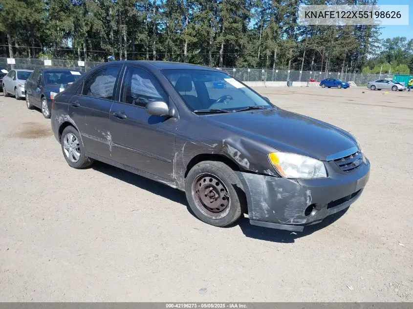 2005 Kia Spectra Ex/Lx/Sx VIN: KNAFE122X55198626 Lot: 42196273