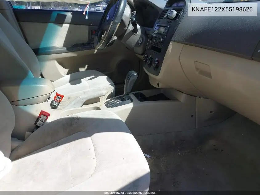 2005 Kia Spectra Ex/Lx/Sx VIN: KNAFE122X55198626 Lot: 42196273