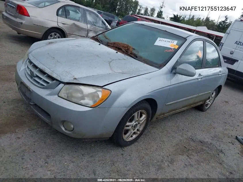 2005 Kia Spectra Ex/Lx/Sx VIN: KNAFE121755123647 Lot: 42522031