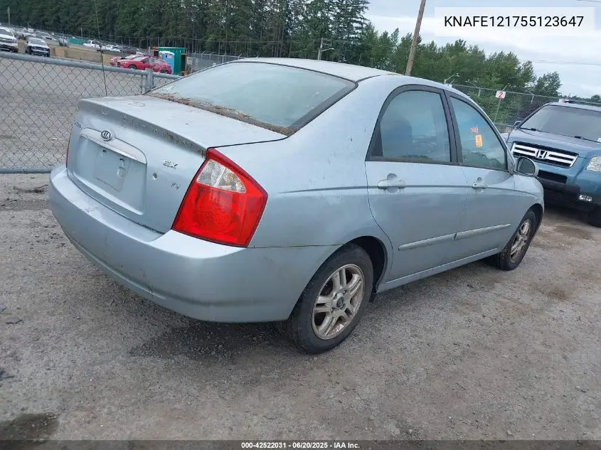 2005 Kia Spectra Ex/Lx/Sx VIN: KNAFE121755123647 Lot: 42522031