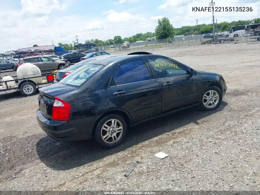 2005 Kia Spectra Ex/Lx/Sx VIN: KNAFE122155135236 Lot: 42623692