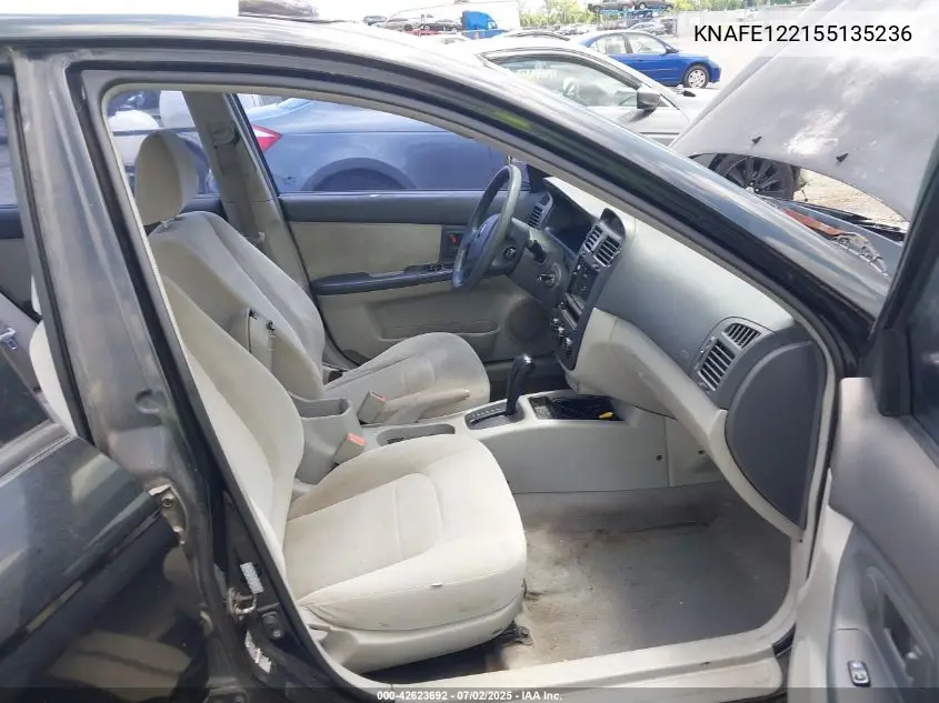 2005 Kia Spectra Ex/Lx/Sx VIN: KNAFE122155135236 Lot: 42623692