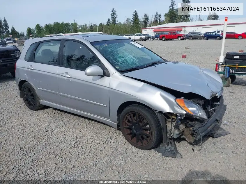 2006 Kia Spectra5 VIN: KNAFE161165347024 Lot: 42205234