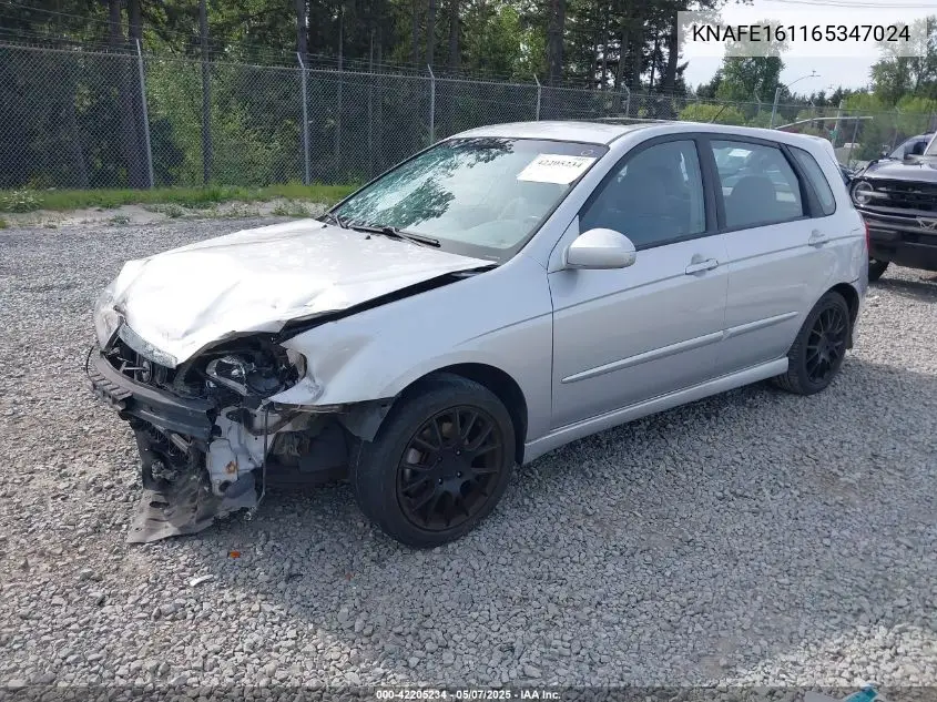 2006 Kia Spectra5 VIN: KNAFE161165347024 Lot: 42205234