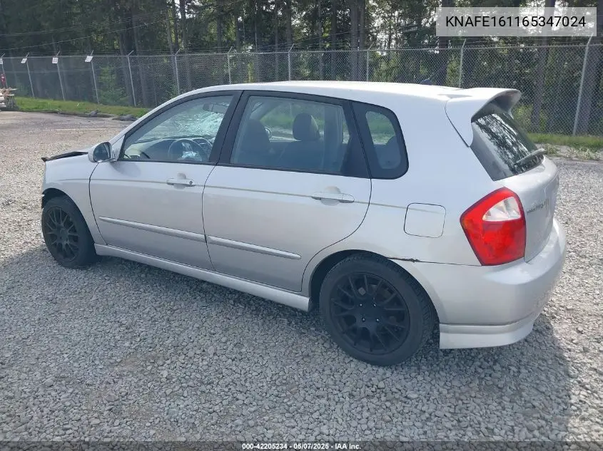 2006 Kia Spectra5 VIN: KNAFE161165347024 Lot: 42205234