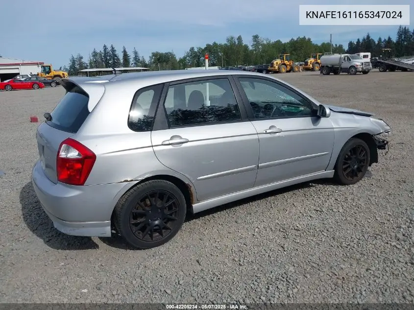 2006 Kia Spectra5 VIN: KNAFE161165347024 Lot: 42205234