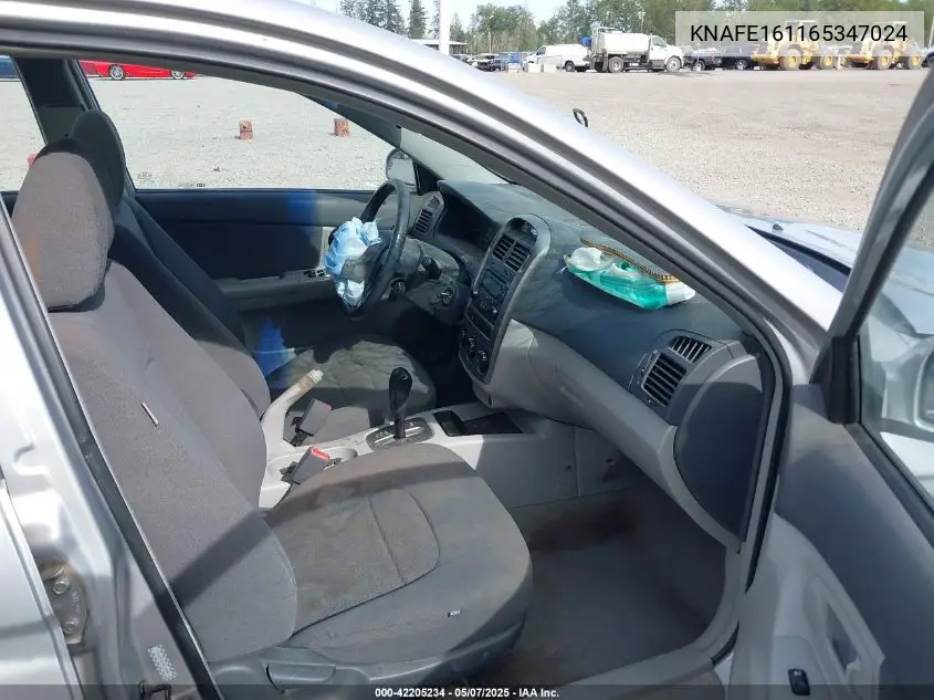 2006 Kia Spectra5 VIN: KNAFE161165347024 Lot: 42205234