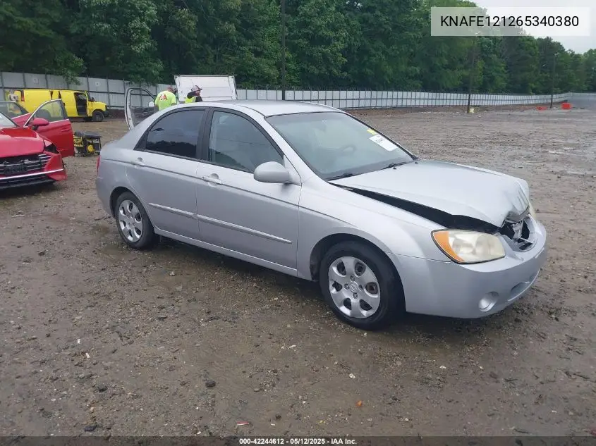 2006 Kia Spectra Lx/Ex VIN: KNAFE121265340380 Lot: 42244612