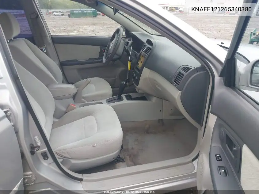 2006 Kia Spectra Lx/Ex VIN: KNAFE121265340380 Lot: 42244612