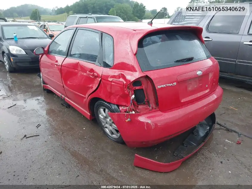 2006 Kia Spectra VIN: KNAFE161065340629 Lot: 42579434