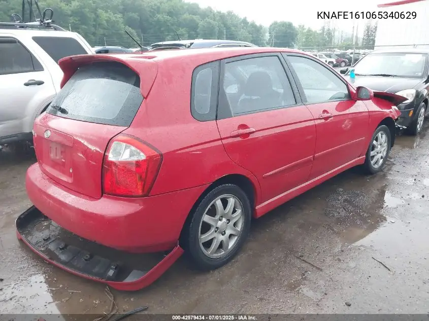 2006 Kia Spectra VIN: KNAFE161065340629 Lot: 42579434