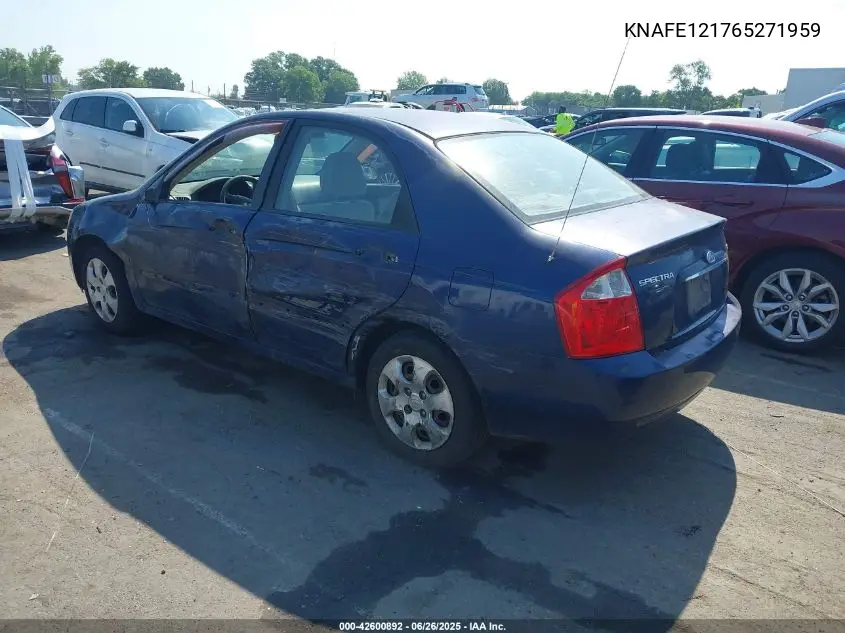 2006 Kia Spectra Ex/Lx/Sx VIN: KNAFE121765271959 Lot: 42600892