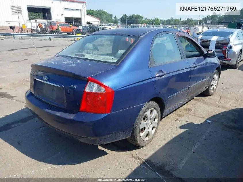 2006 Kia Spectra Ex/Lx/Sx VIN: KNAFE121765271959 Lot: 42600892