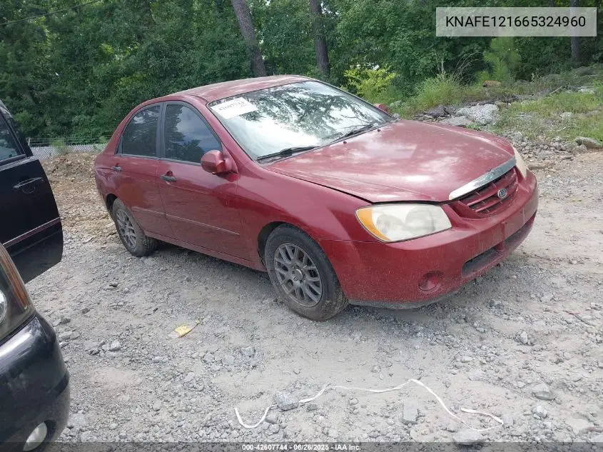 2006 Kia Spectra Ex/Lx/Sx VIN: KNAFE121665324960 Lot: 42607744