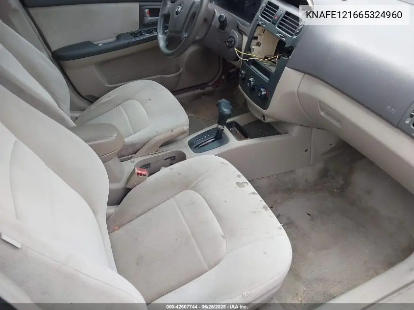 2006 Kia Spectra Ex/Lx/Sx VIN: KNAFE121665324960 Lot: 42607744