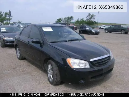 2006 Kia Spectra New Spectra Lx/Ex VIN: KNAFE121X65349862 Lot: 8115615