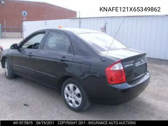 2006 Kia Spectra New Spectra Lx/Ex VIN: KNAFE121X65349862 Lot: 8115615