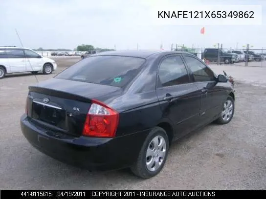 2006 Kia Spectra New Spectra Lx/Ex VIN: KNAFE121X65349862 Lot: 8115615