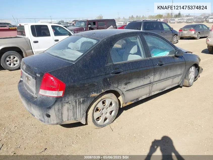 2007 Kia Spectra Ex/Lx VIN: KNAFE121475374824 Lot: 30061039